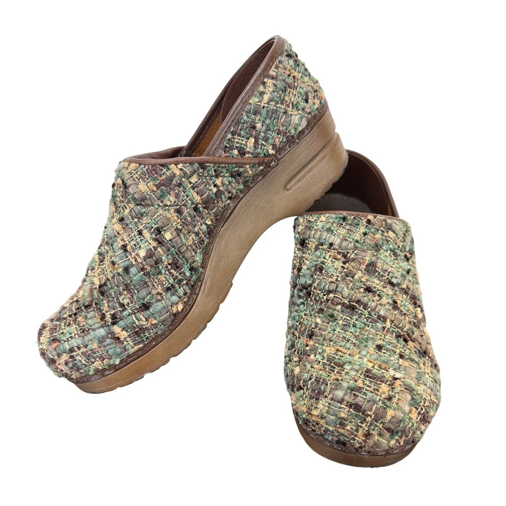Sanita Original Danish Clogs Tweed Multi Color Green Brown Professional 38